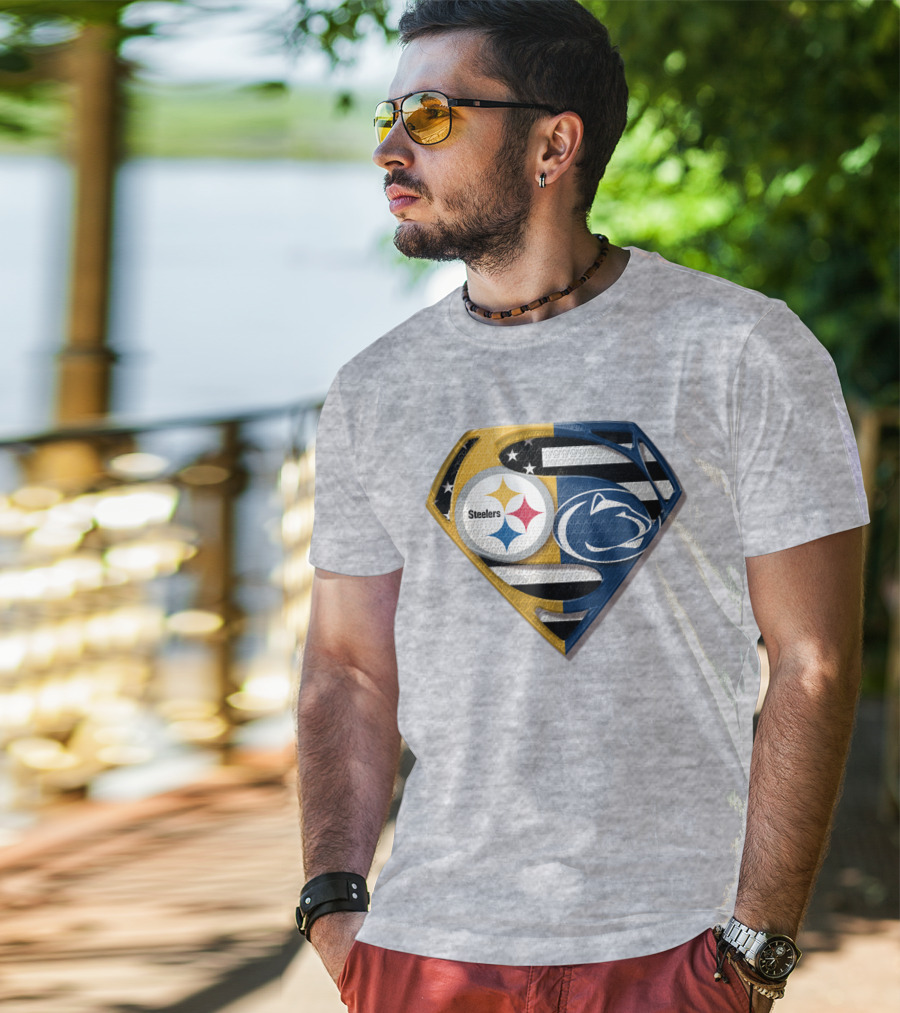 Steelers Nittany Lions Superman Logo Mashup T-Shirt