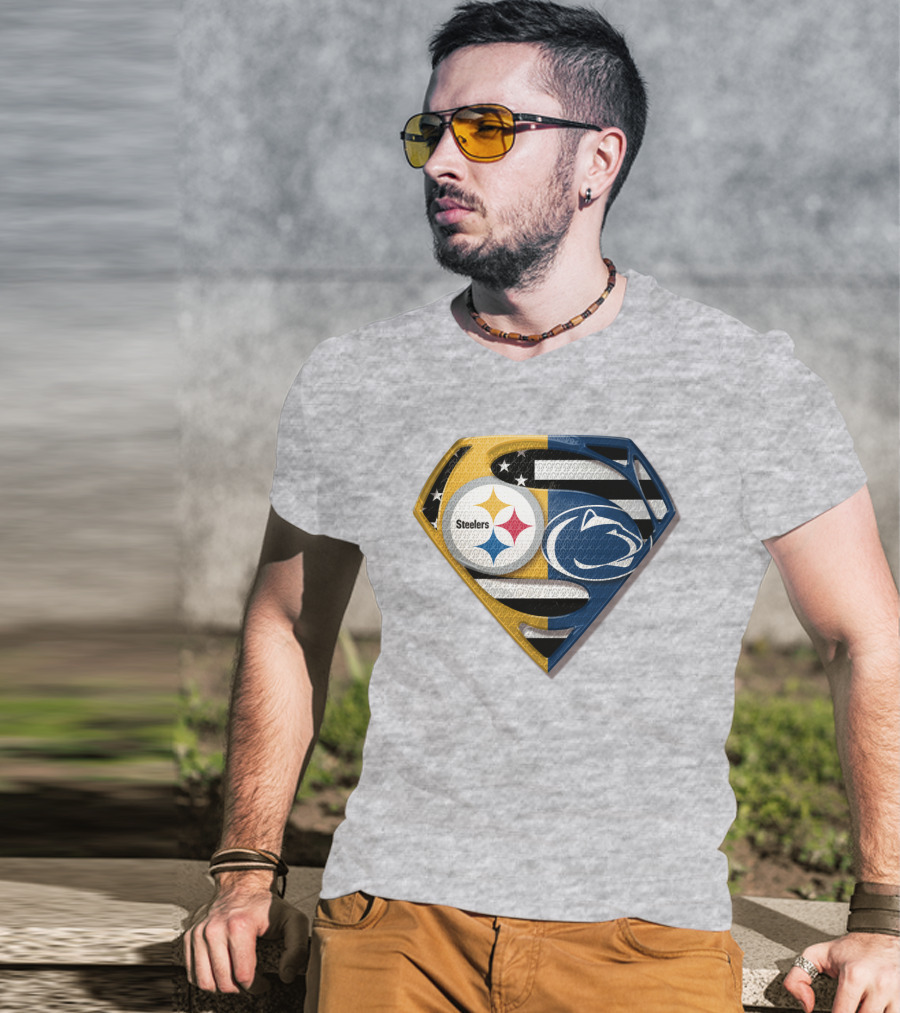 Steelers Nittany Lions Superman Logo Mashup T-Shirt