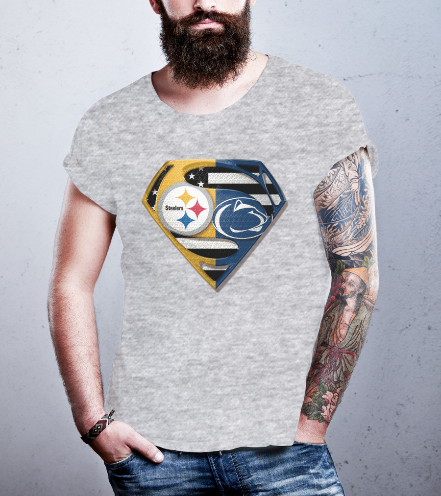 Steelers Nittany Lions Superman Logo Mashup T-Shirt