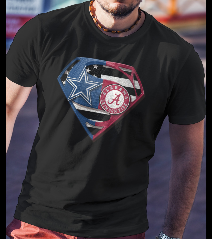Dallas Cowboys Alabama Crimson Tide Superman Shield T-Shirt