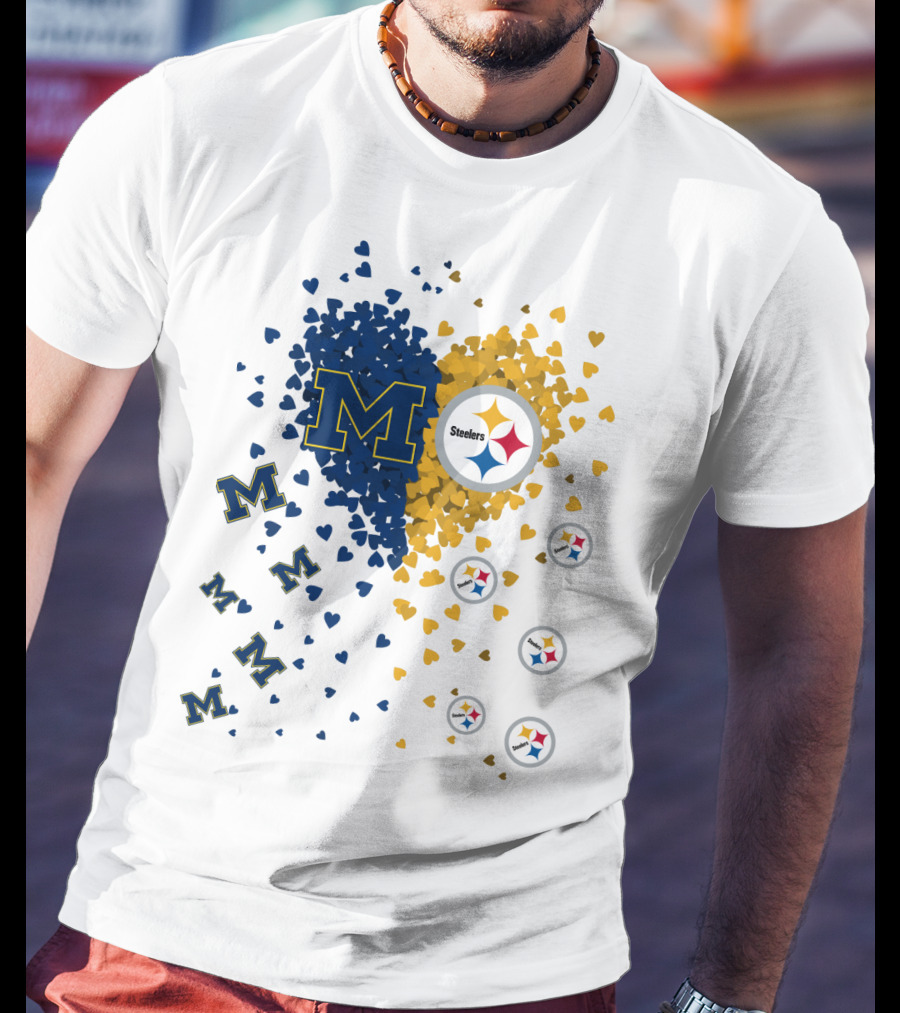 Steelers Heart With Wolverines M Symbol T-Shirt