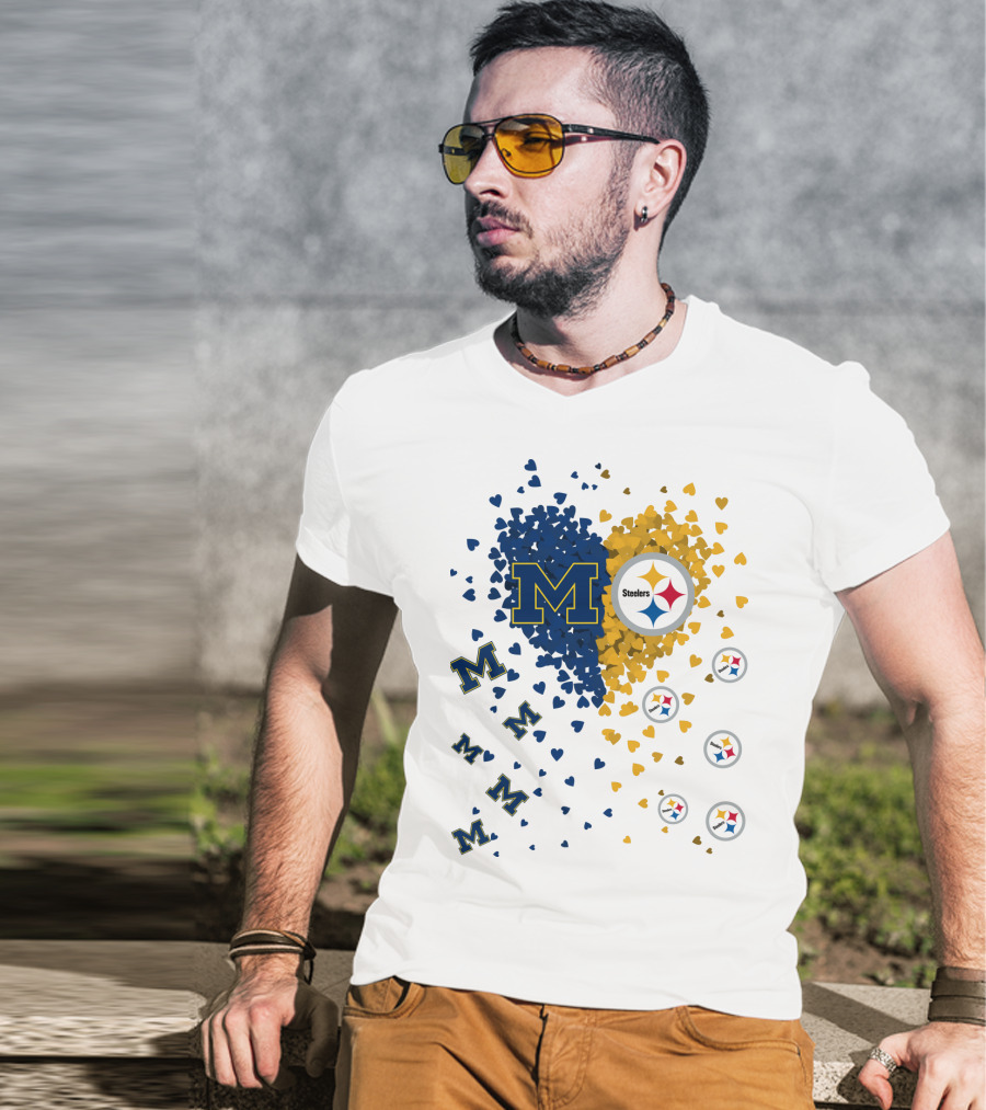 Steelers Heart With Wolverines M Symbol T-Shirt