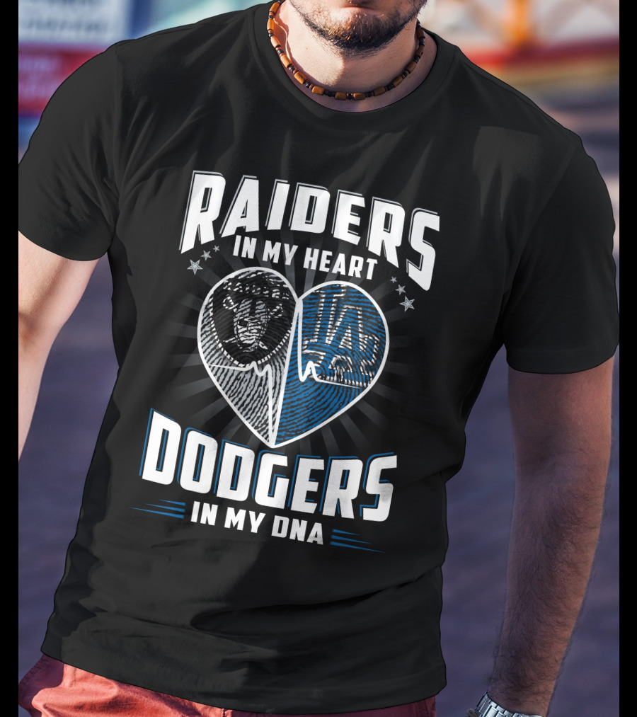 Raiders IN My Heart Dodgers IN My Dna Heartbeat T-Shirt
