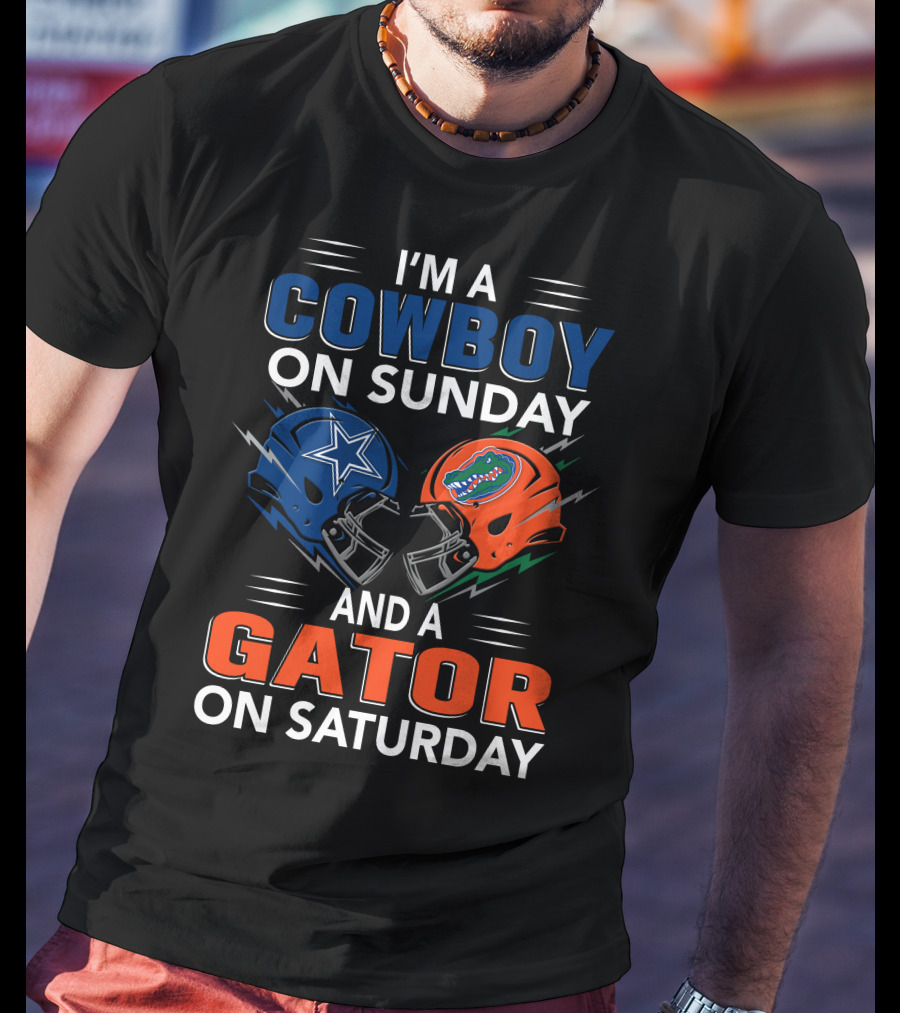 I'm A Cowboy On Sunday And A Gator On Saturday Football Helmets T-Shirt