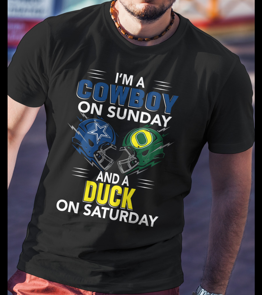 I'm A Cowboy On Sunday And A Duck On Saturday Football Helmets T-Shirt
