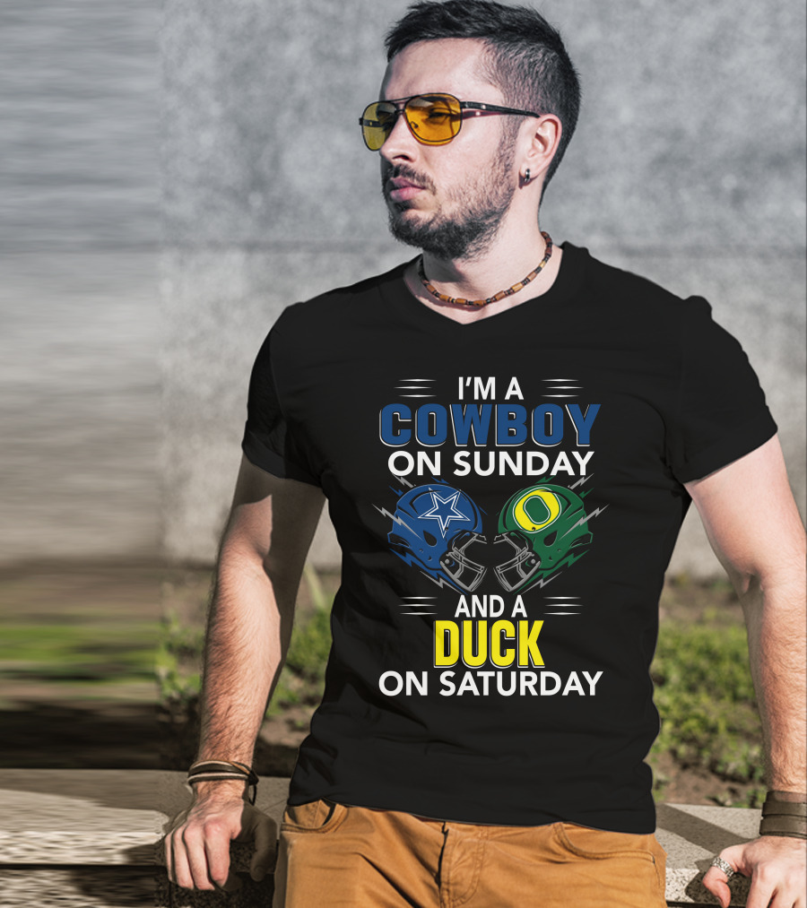 I'm A Cowboy On Sunday And A Duck On Saturday Football Helmets T-Shirt
