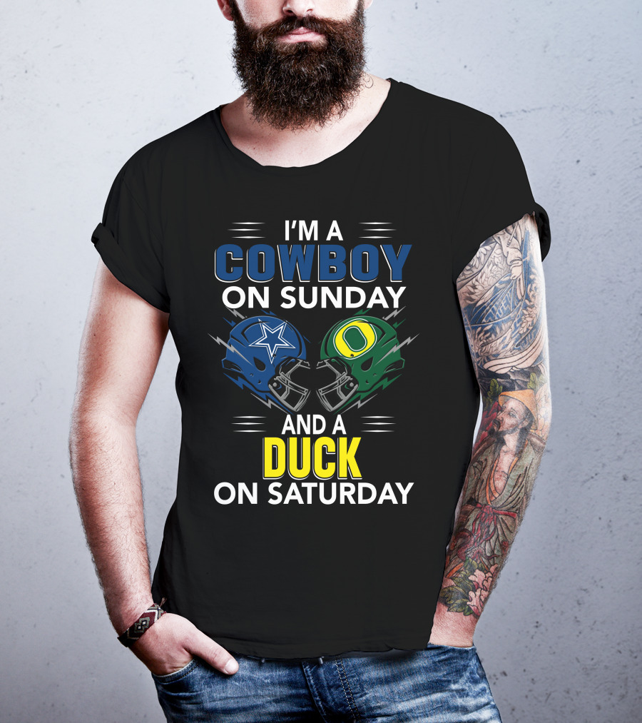 I'm A Cowboy On Sunday And A Duck On Saturday Football Helmets T-Shirt