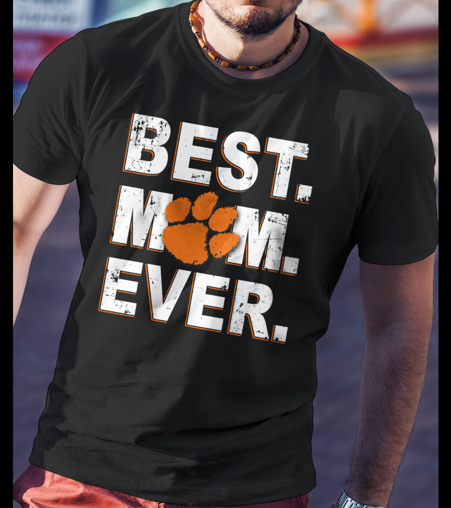 Best Mom Ever Clemson Tigers Paw Print T-Shirt