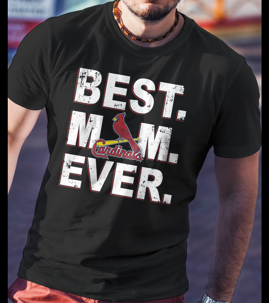 BEST MOM EVER STL Cardinals Bird On Bat T-Shirt