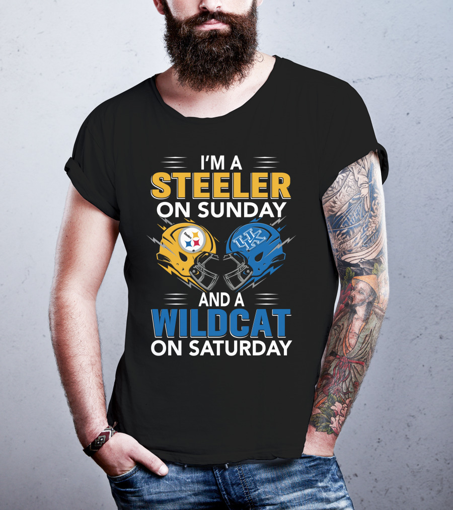 Steeler On Sunday Wildcat On Saturday Football Fan Pride Helmet T-Shirt