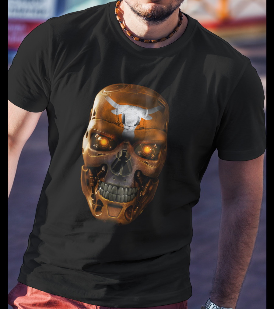 Skull With Glowing Eyes And Longhorn T-Shirt