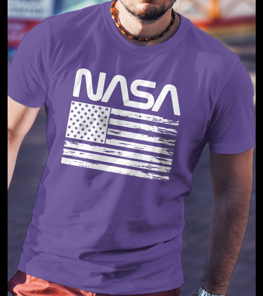 NASA Distressed American Flag Rocketry T-Shirt
