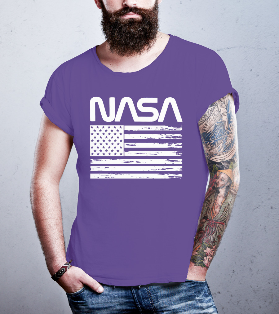 NASA Distressed American Flag Rocketry T-Shirt