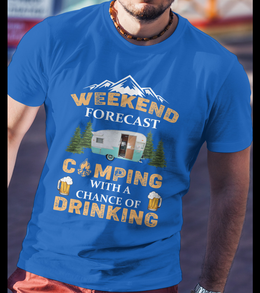 Weekend Forecast Camping Drinking Shasta COMPACT Trailer T-Shirt