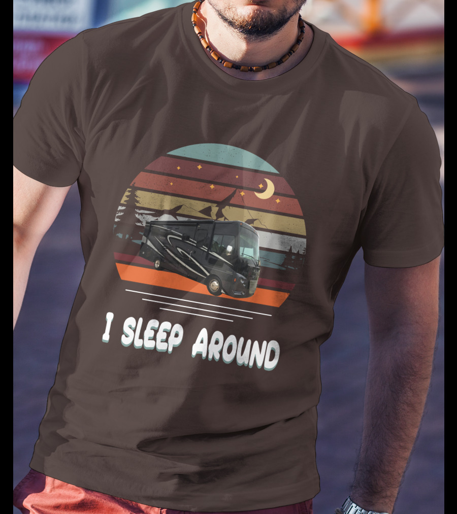 Winnebago Vista LX 27 I Sleep Around Retro Moon Stars Camping T-Shirt