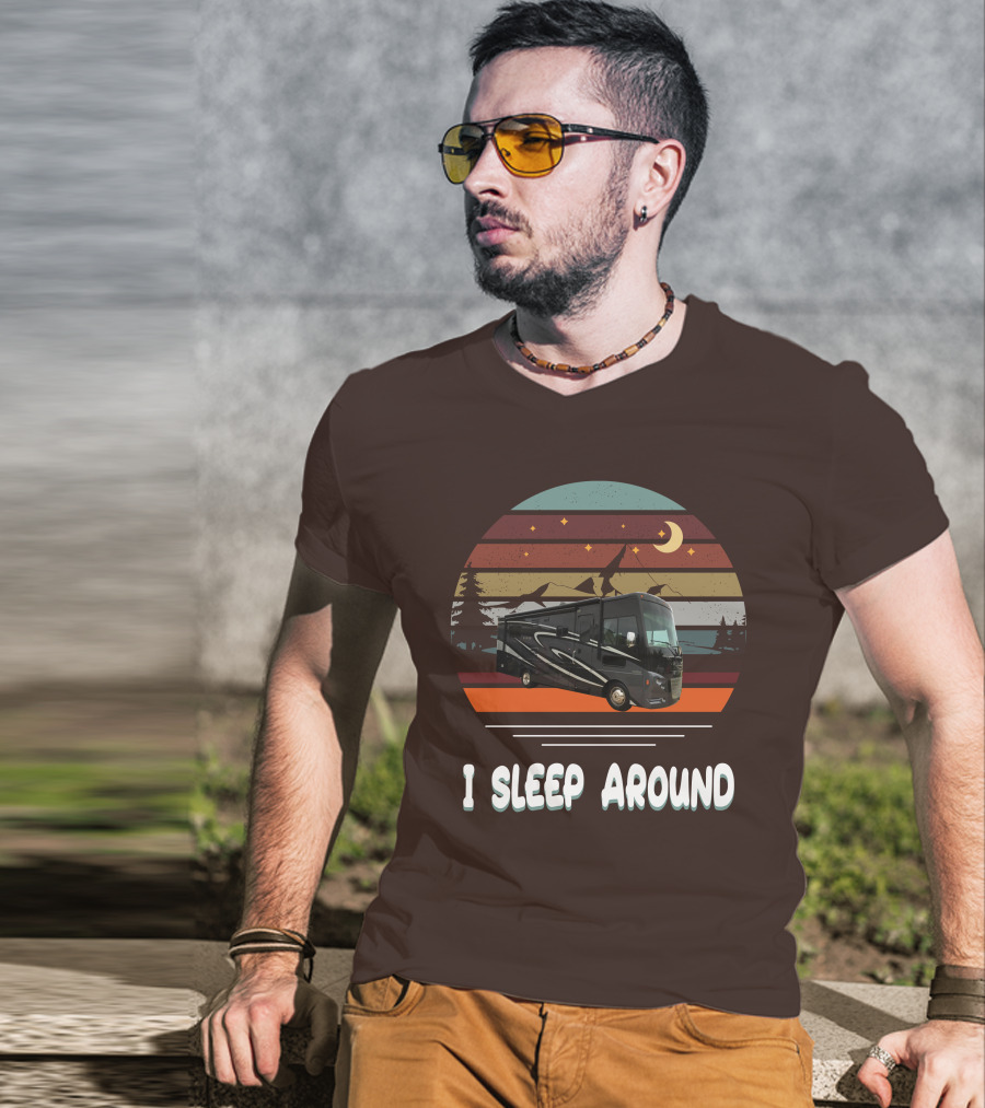 Winnebago Vista LX 27 I Sleep Around Retro Moon Stars Camping T-Shirt
