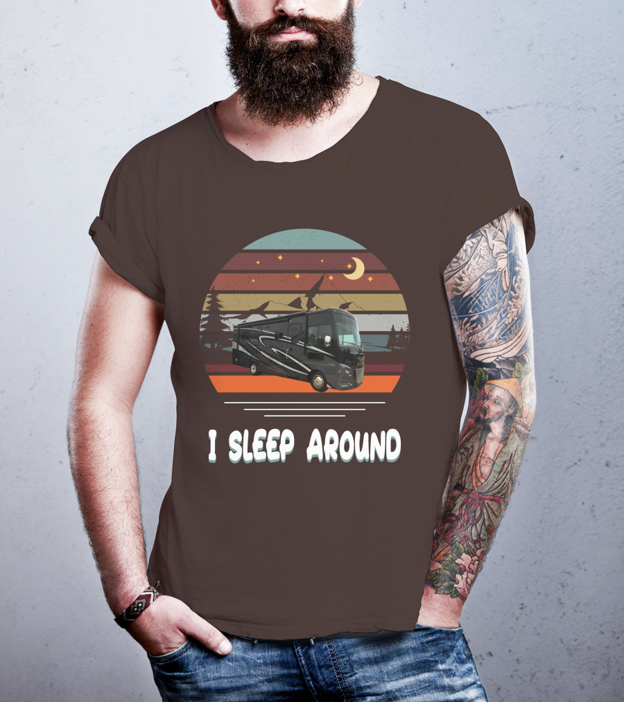 Winnebago Vista LX 27 I Sleep Around Retro Moon Stars Camping T-Shirt