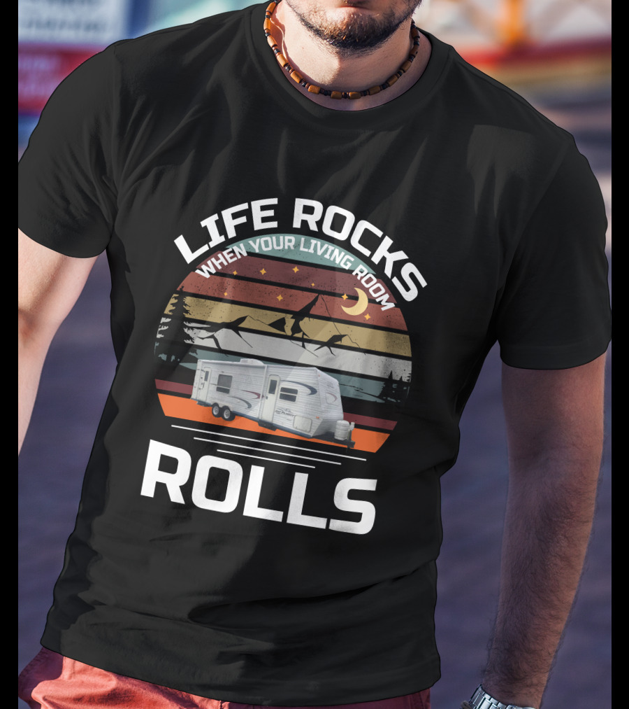Life Rocks When Your Living Room Rolls Jayco Flight Camper Adventure T-Shirt