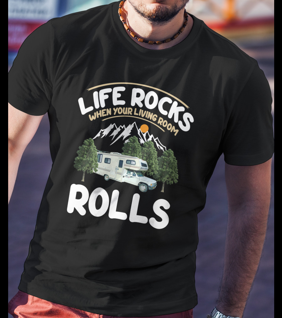 Life Rocks When Your Living Room Rolls 89 Toyota Dolphin Camper Adventure T-Shirt