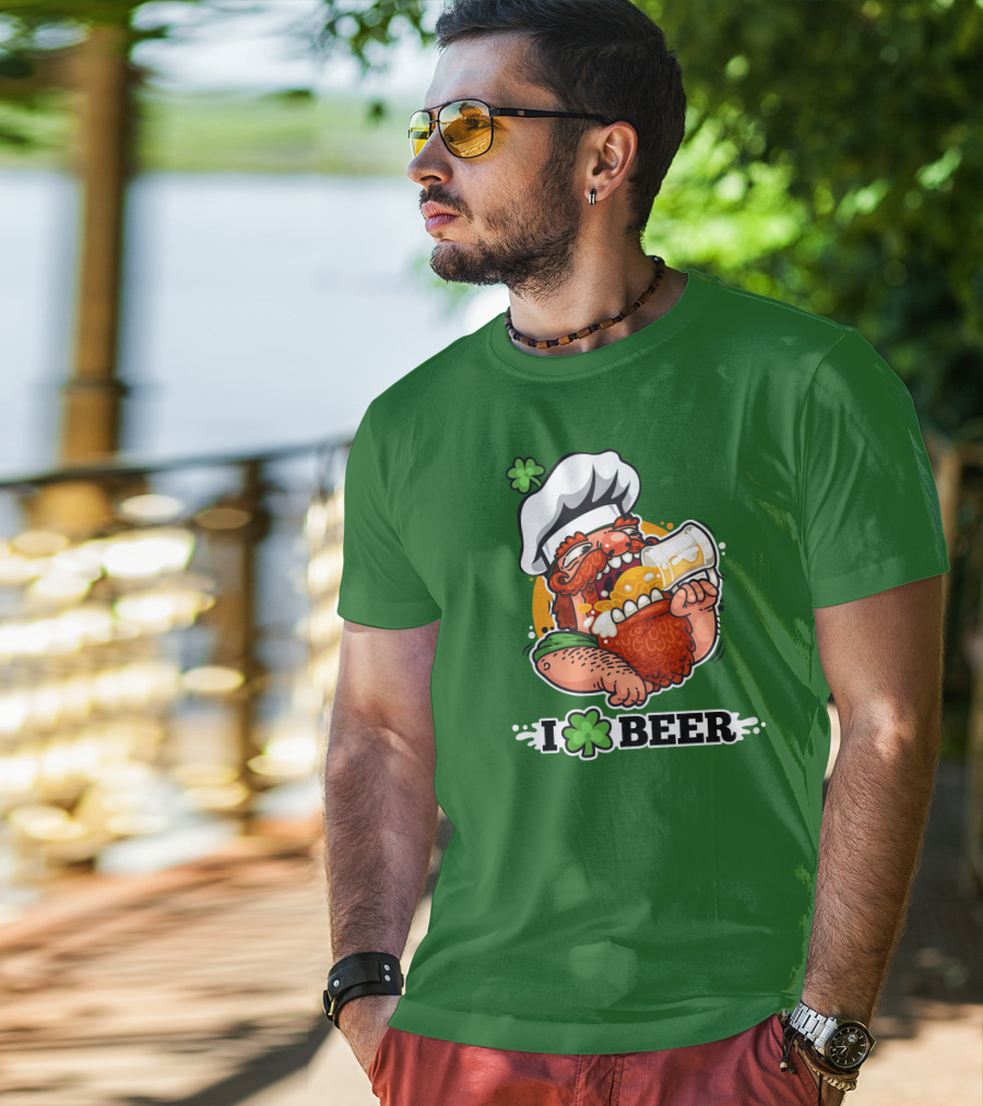 Irish Chef Shamrock I Love Beer T-Shirt