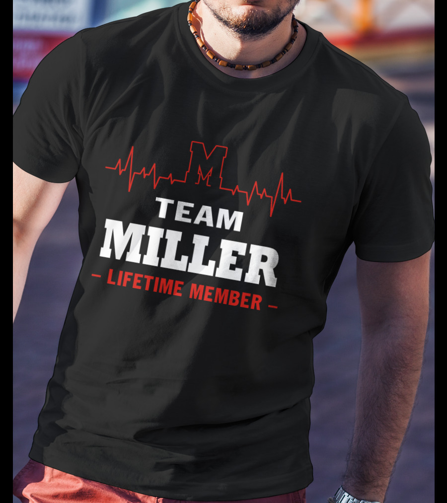 Team Miller Lifetime Member Red Heartbeat Line M T-Shirt