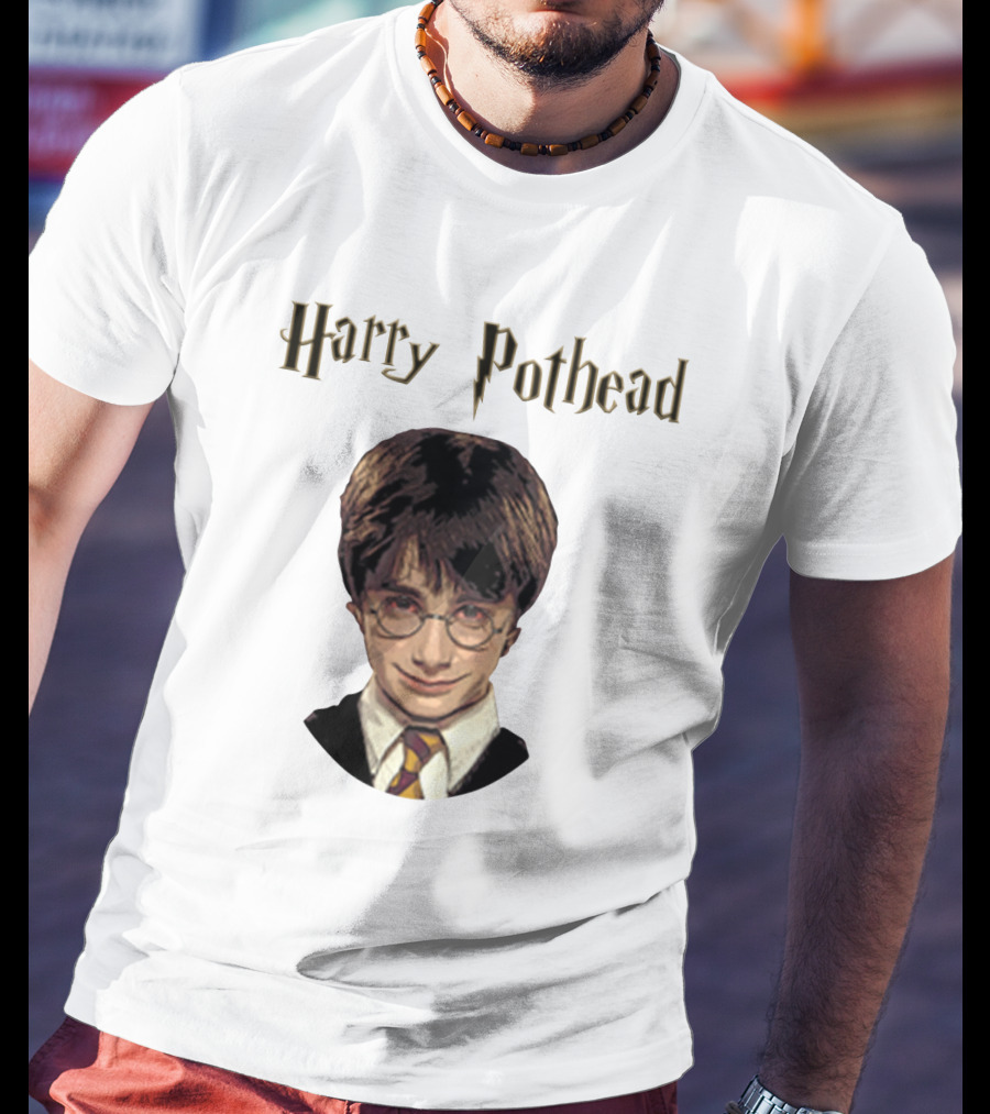 Harry Pothead Wizard Character Parody With Glasses And Lightning Font T-Shirt