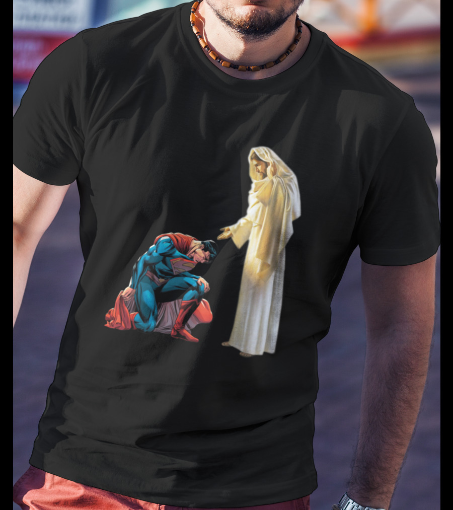 Superman Kneels Before God Jesus T-Shirt