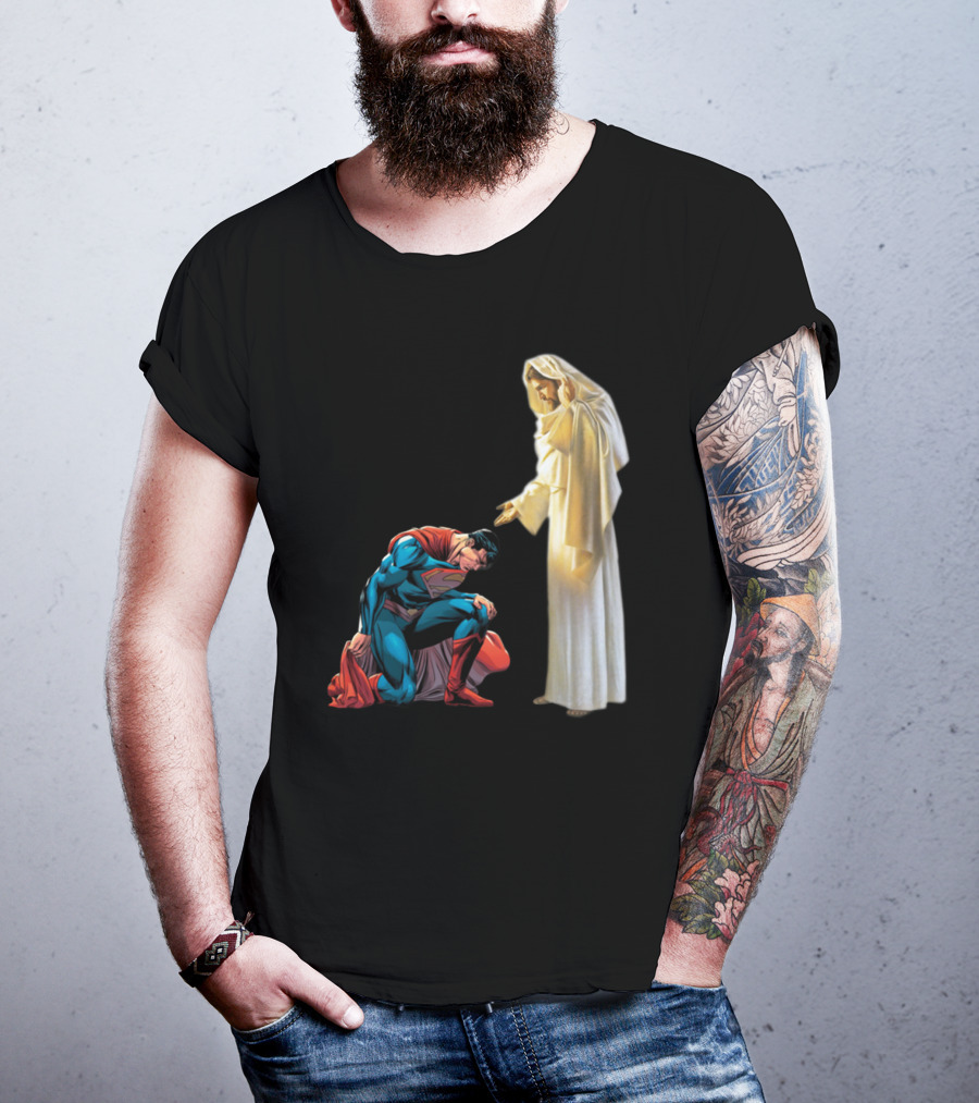 Superman Kneels Before God Jesus T-Shirt
