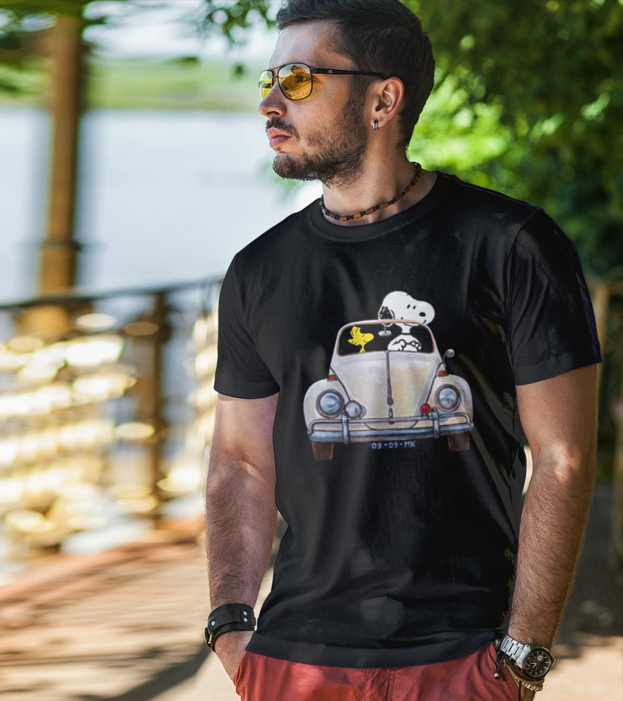 Snoopy And Woodstock 09-09-MK Car Adventure T-Shirt