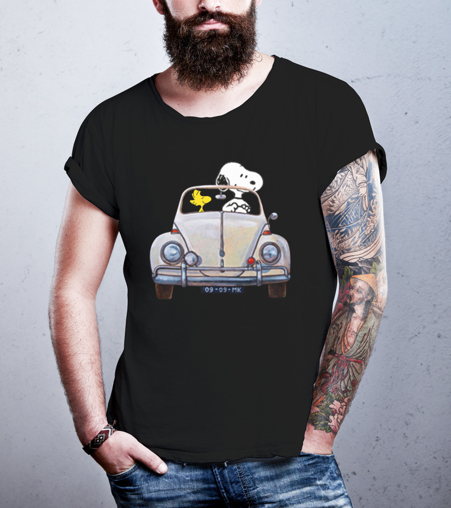 Snoopy And Woodstock 09-09-MK Car Adventure T-Shirt