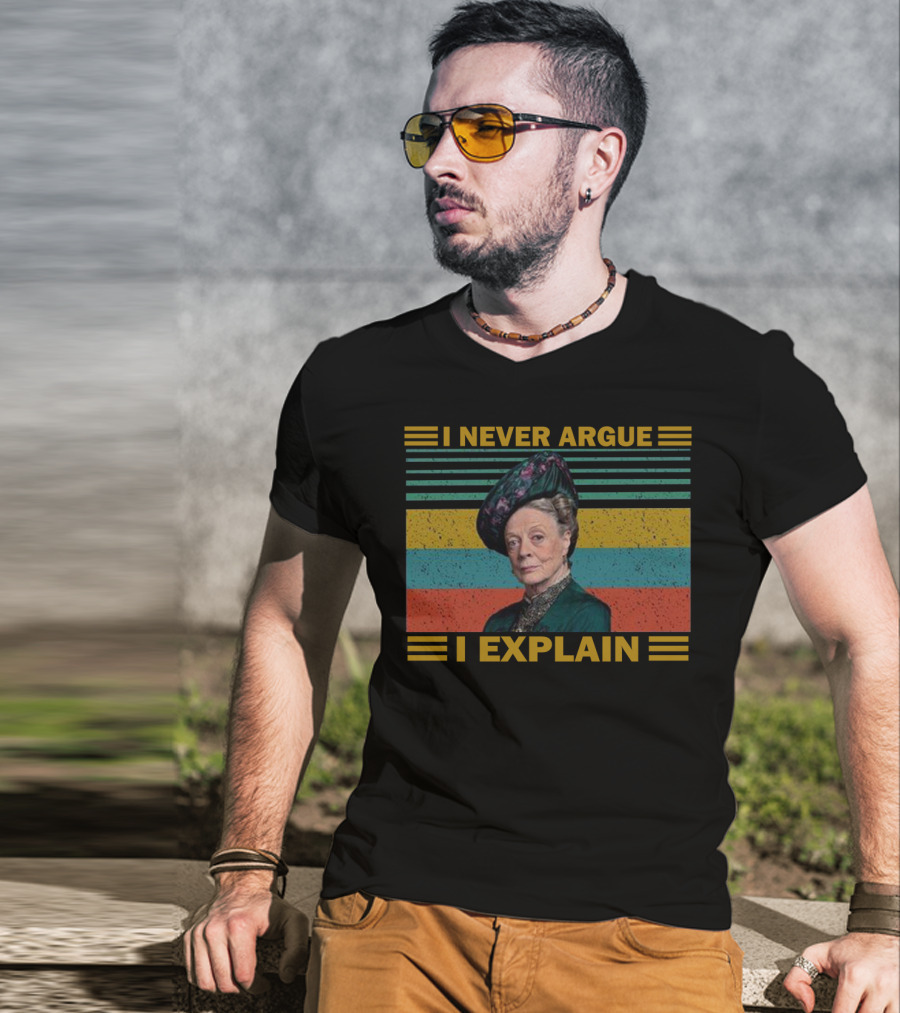 Violet Crawley I Never Argue I Explain Retro Stripes T-Shirt