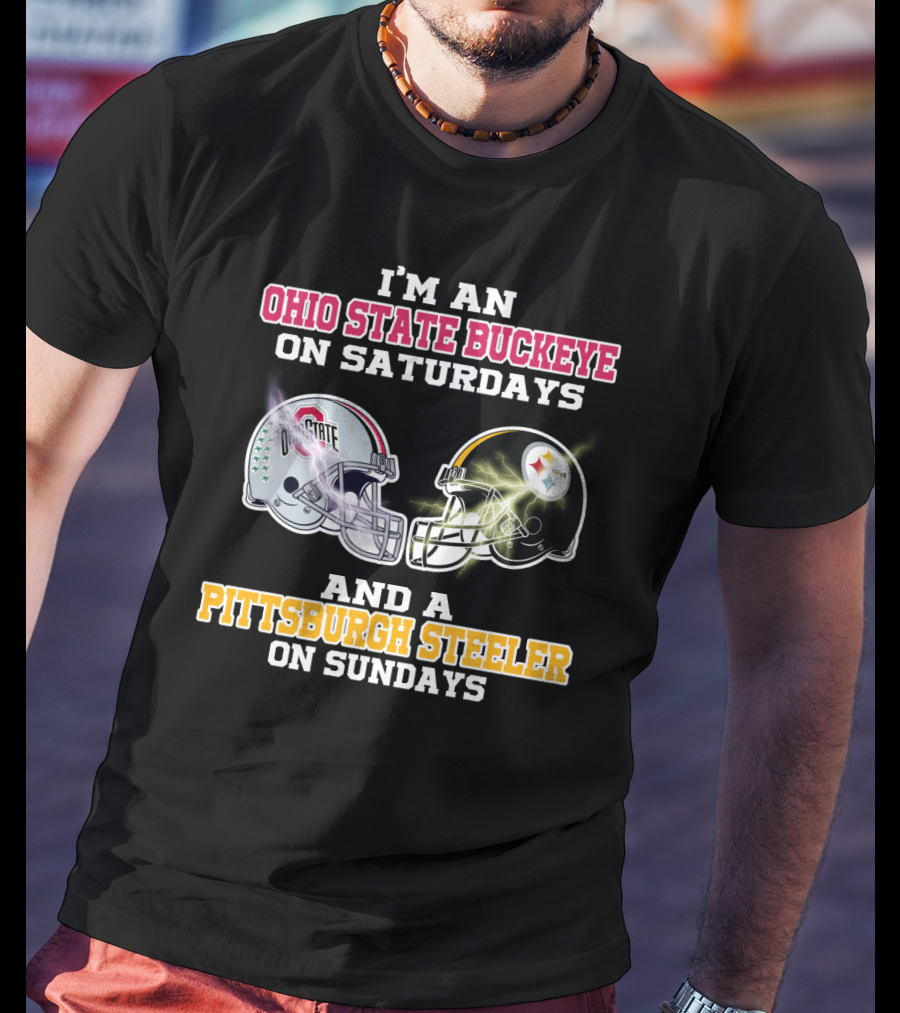 Ohio State Buckeye Saturdays Pittsburgh Steeler Sundays Football Fan Gear T-Shirt