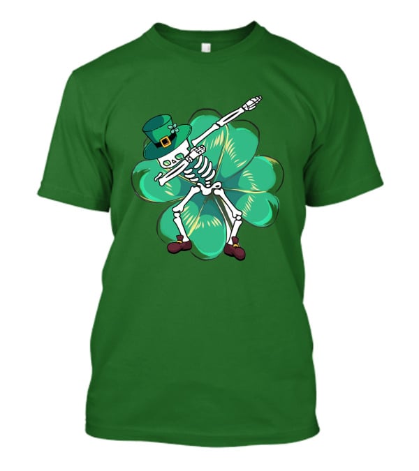 Dabbing Skeleton Leprechaun Shamrock St Patrick's Day T-Shirt