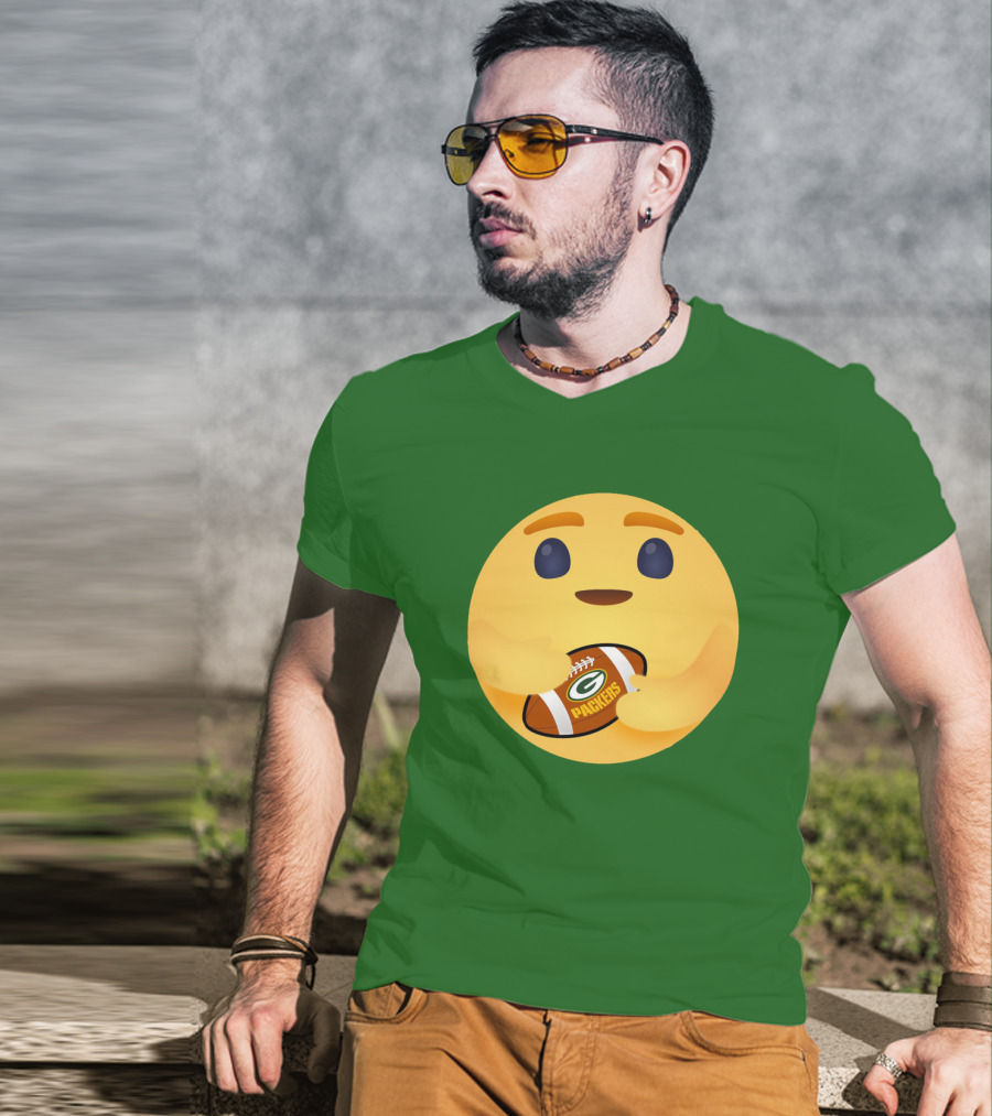 Care Emoji Hugs Green Bay Packers Football T-Shirt