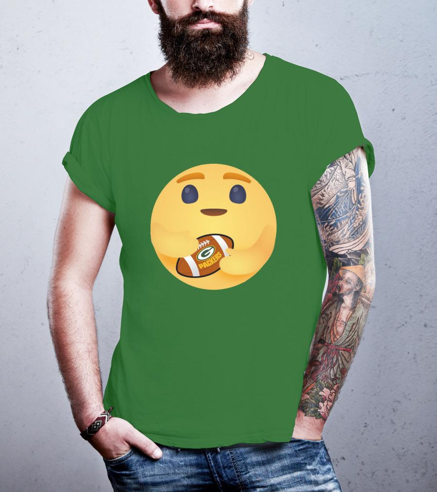 Care Emoji Hugs Green Bay Packers Football T-Shirt