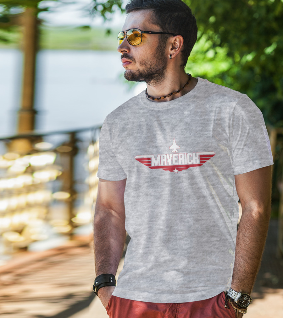 Maverick Fighter Jet Winged Emblem T-Shirt