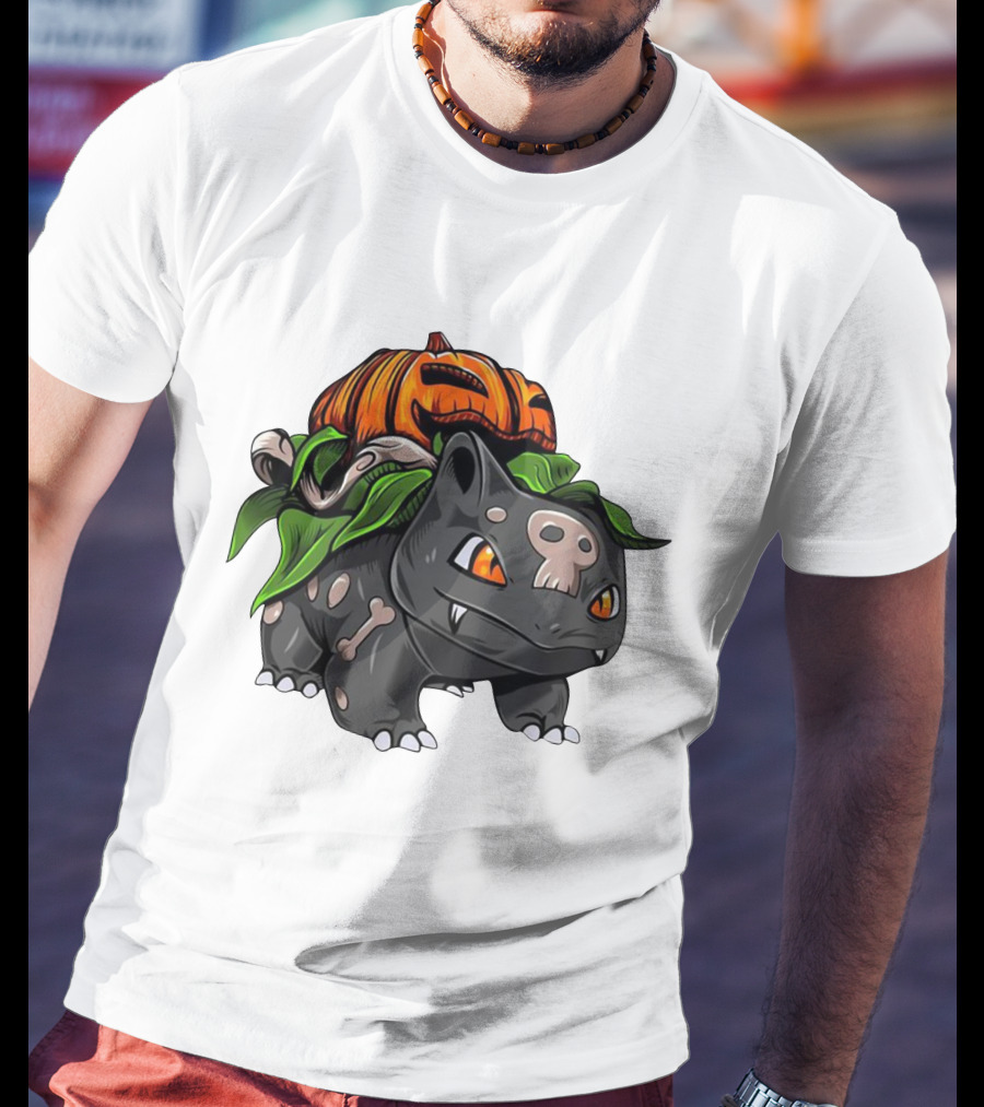 Halloween Bulbasaur Pumpkin Skeleton Spooky Pokemon T-Shirt