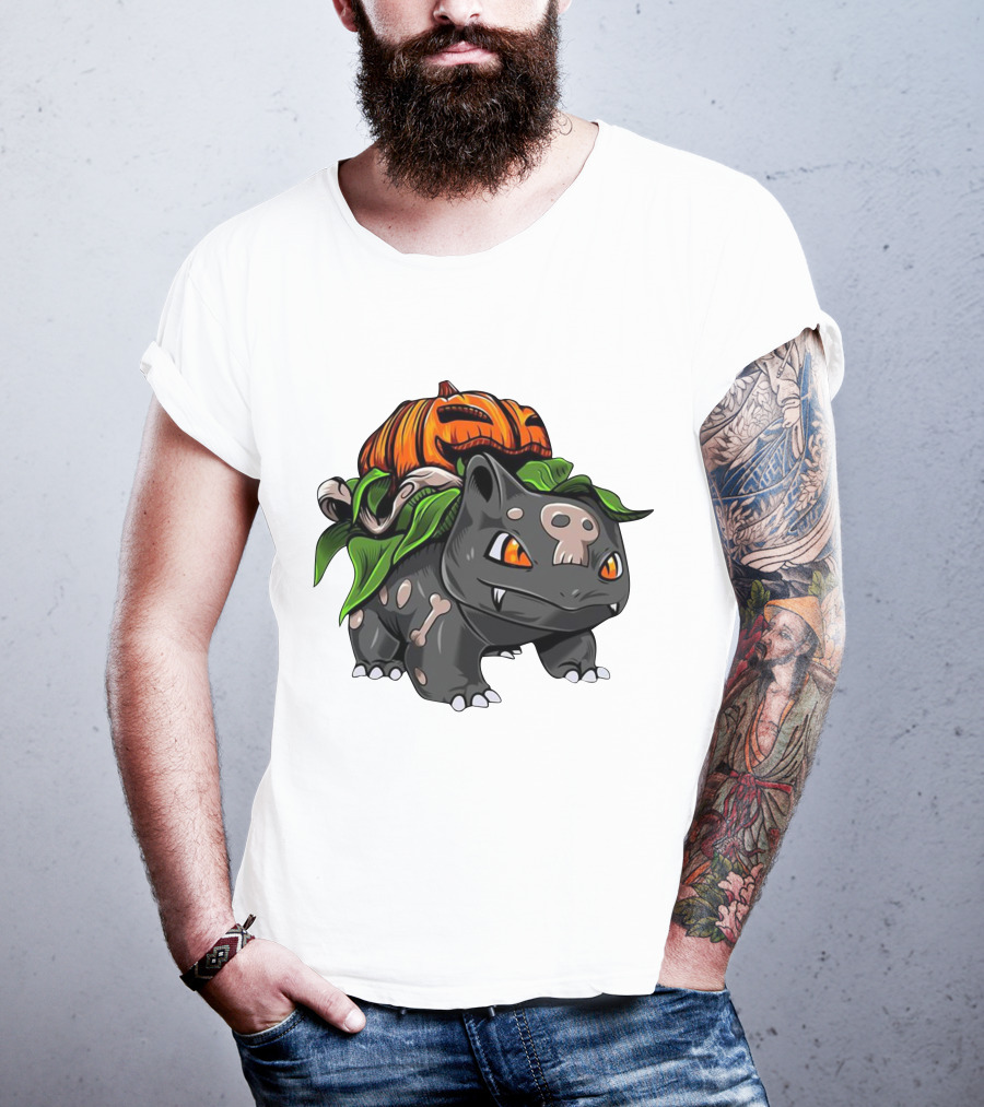 Halloween Bulbasaur Pumpkin Skeleton Spooky Pokemon T-Shirt
