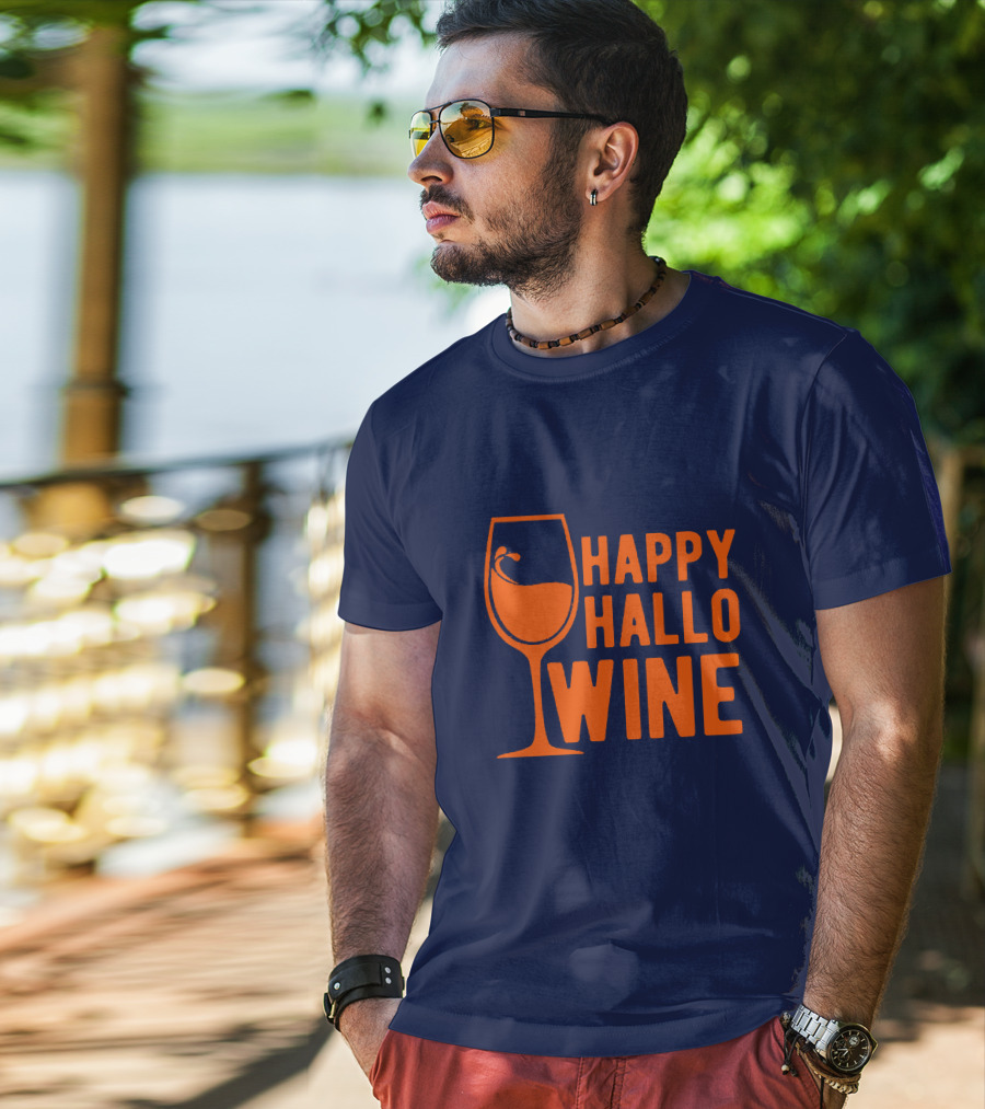 Happy HalloWine Wine Glass Halloween T-Shirt