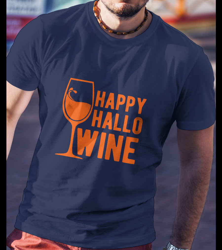 Happy HalloWine Wine Glass Halloween T-Shirt