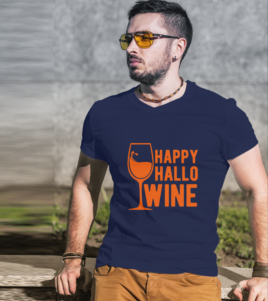 Happy HalloWine Wine Glass Halloween T-Shirt