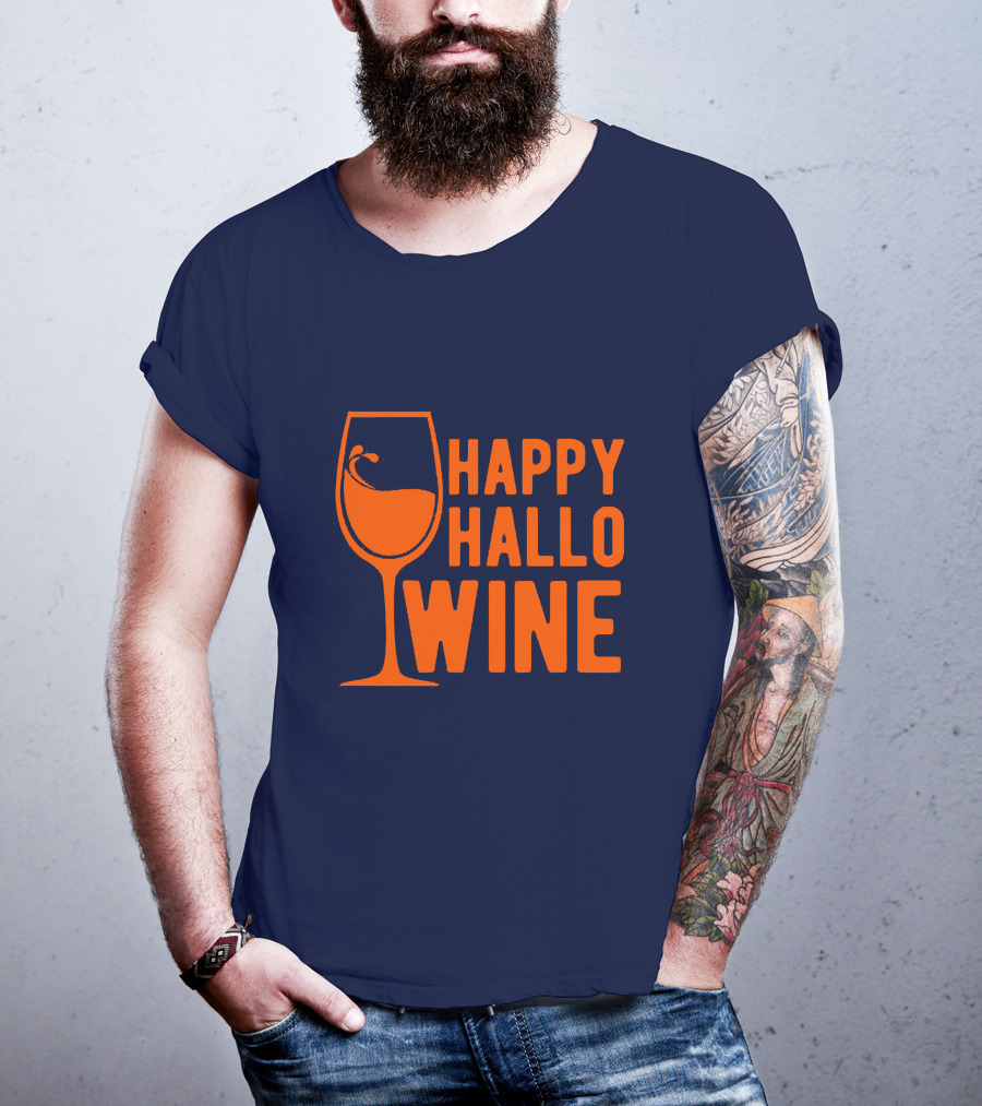 Happy HalloWine Wine Glass Halloween T-Shirt