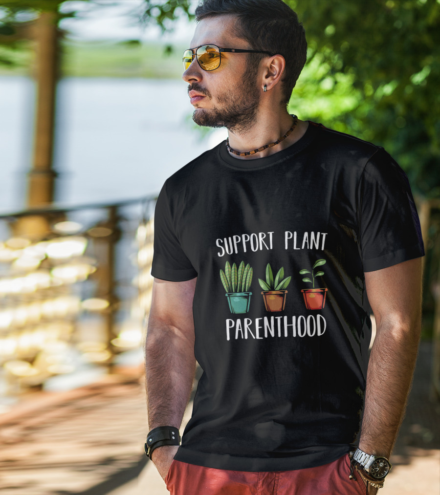 Support Plant Parenthood Three Potted Plants T-Shirt