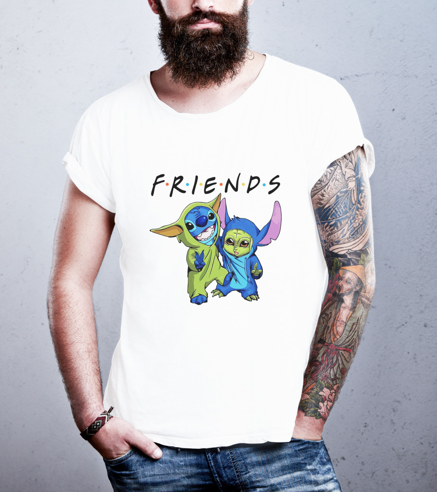 Stitch And Baby Yoda Friends TV Show T-Shirt