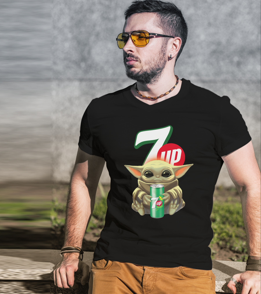 Baby Yoda Holds 7up Can T-Shirt