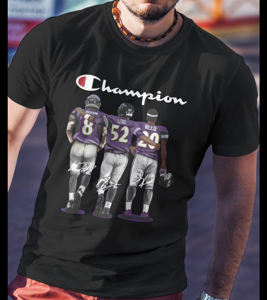 Champion Baltimore Ravens Jackson Lewis Reed Signatures T-Shirt
