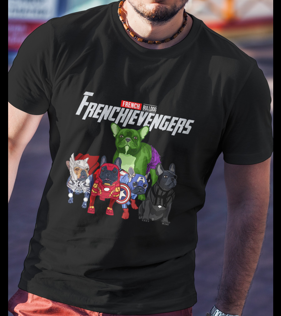 Marvel French Bulldog Frenchievengers Assemble Comic Heroes T-Shirt