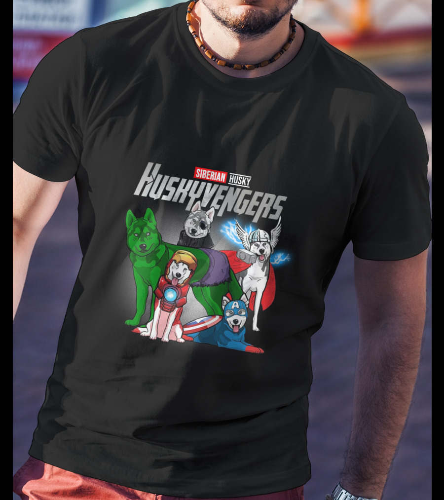 Marvel Siberian Husky Huskyvengers Avengers Crossover Dogs T-Shirt