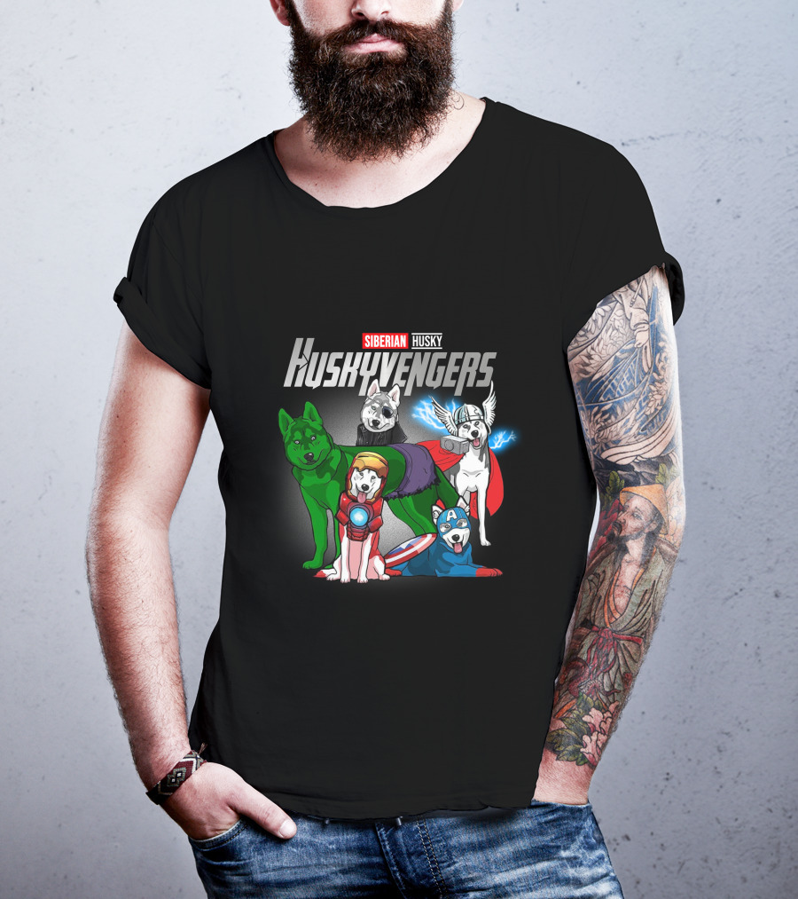 Marvel Siberian Husky Huskyvengers Avengers Crossover Dogs T-Shirt
