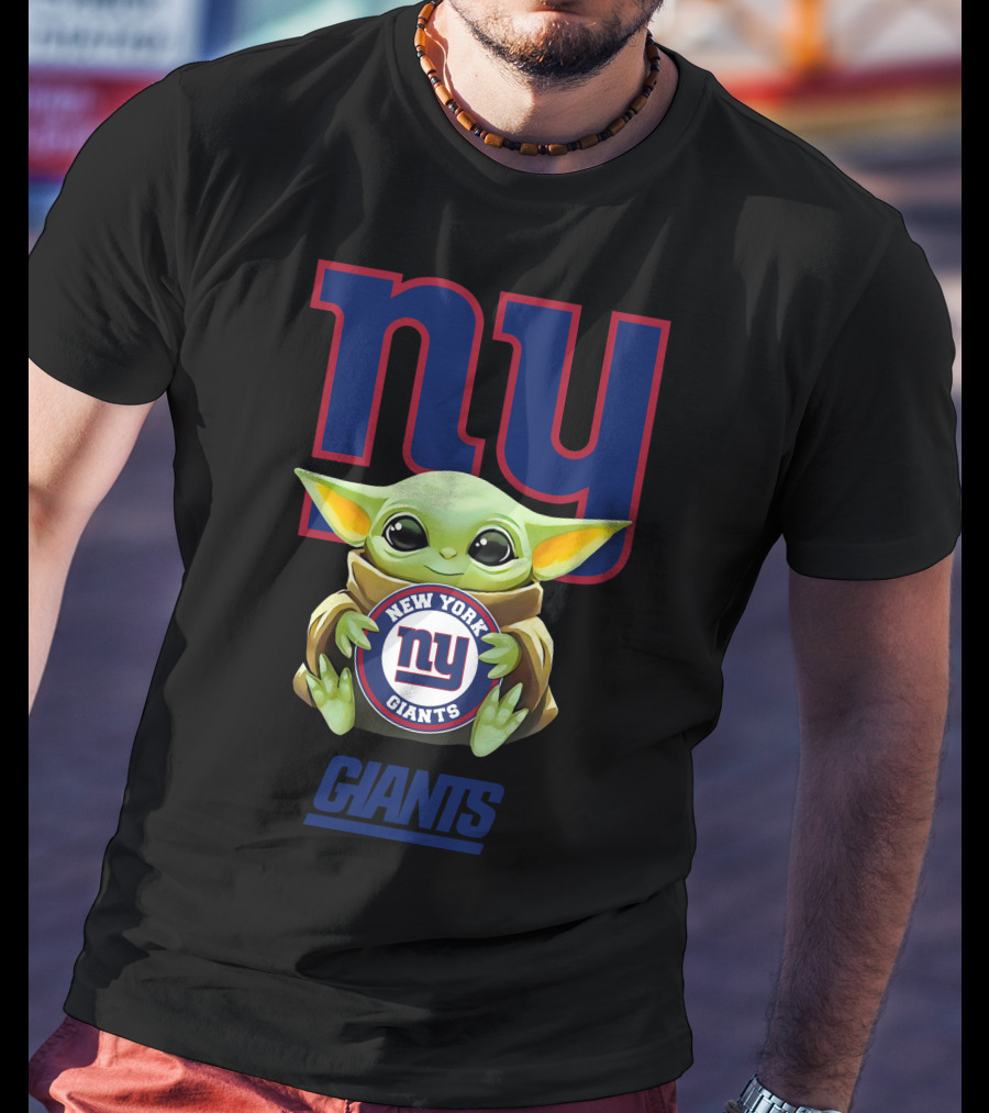Baby Yoda Holding New York Giants Football Team T-Shirt